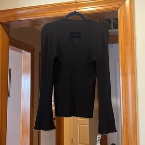 Black long sleeved sweater with rhinestone sleeves